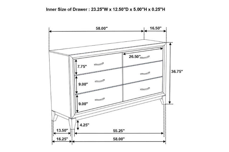Watson 6-drawer Dresser Grey Oak 212423