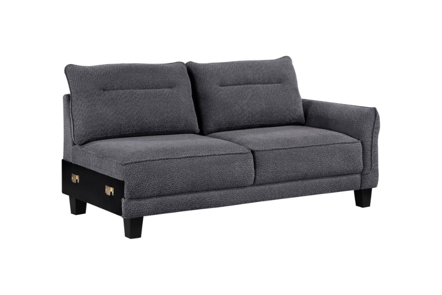 Sofá chaise longue con brazos curvos tapizado en gris Caspian 509540