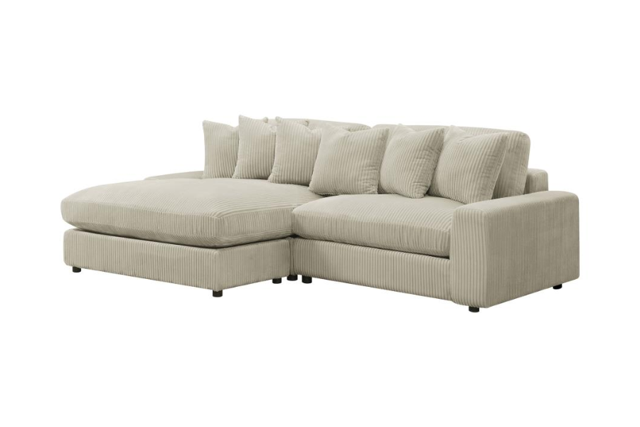 Sofá chaise longue reversible tapizado Blaine en color arena 509899