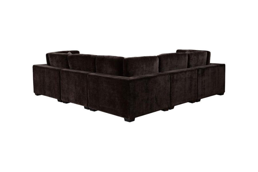 Seccional modular tapizado de 6 piezas Lakeview en color chocolate 551464-SETA