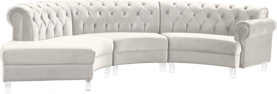 Anabella Modular Velvet Sectional SKU: 697Skyblu-Sec-3PC