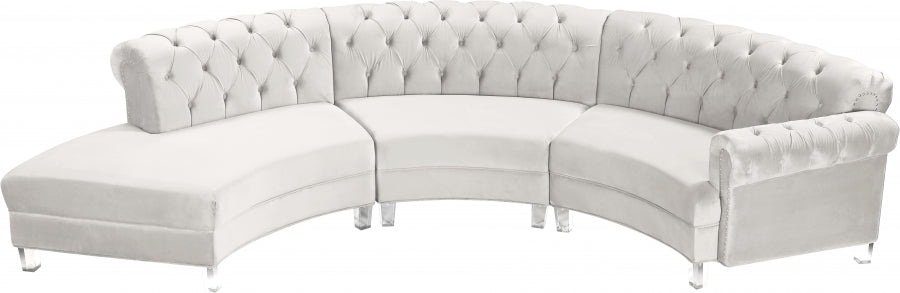 Anabella Modular Velvet Sectional SKU: 697Skyblu-Sec-3PC