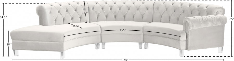 Anabella Modular Velvet Sectional SKU: 697Skyblu-Sec-3PC