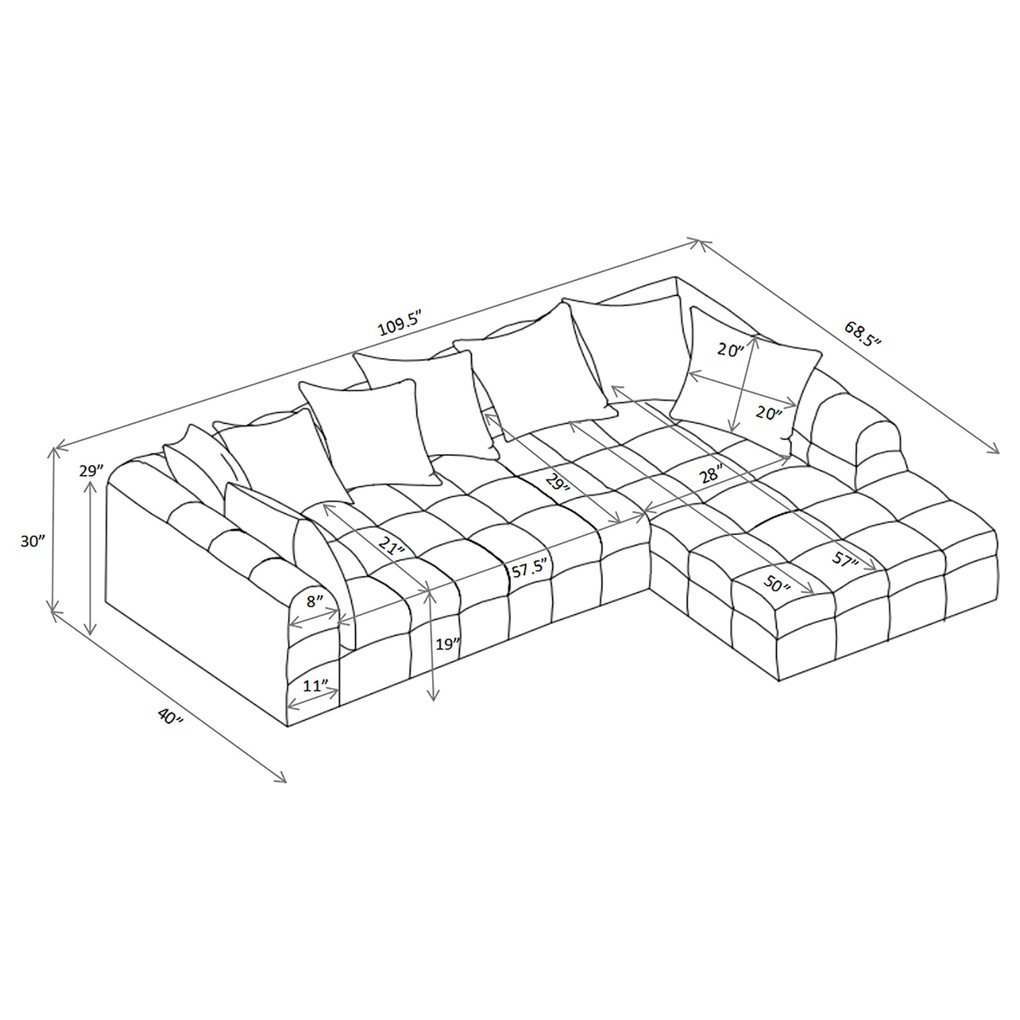 Amara 2-Piece Upholstered Sectional Sofa 551911-SETB