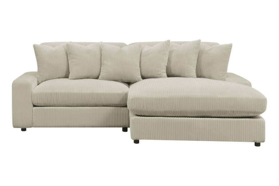 Sofá chaise longue reversible tapizado Blaine en color arena 509899