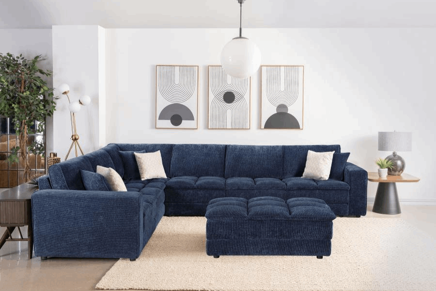 Atlantic Corduroy Upholstered LAF Arm Chair Blue 551824LAF