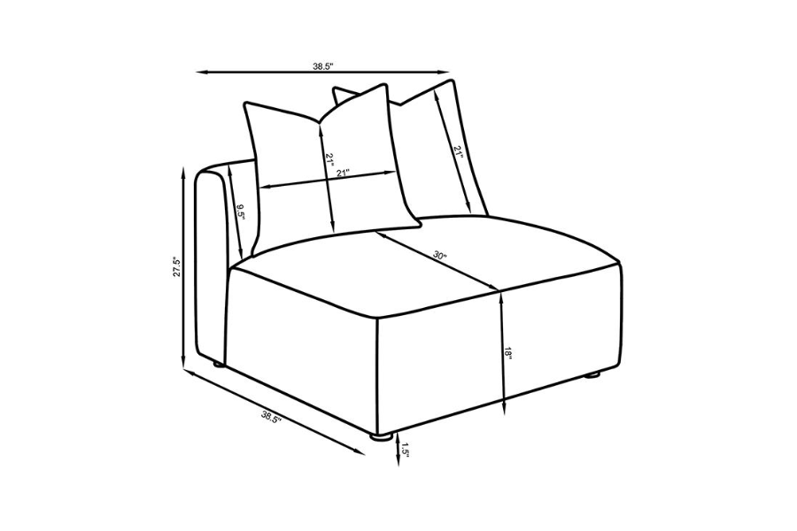 Sillón tapizado sin brazos Jennifer gris 551594