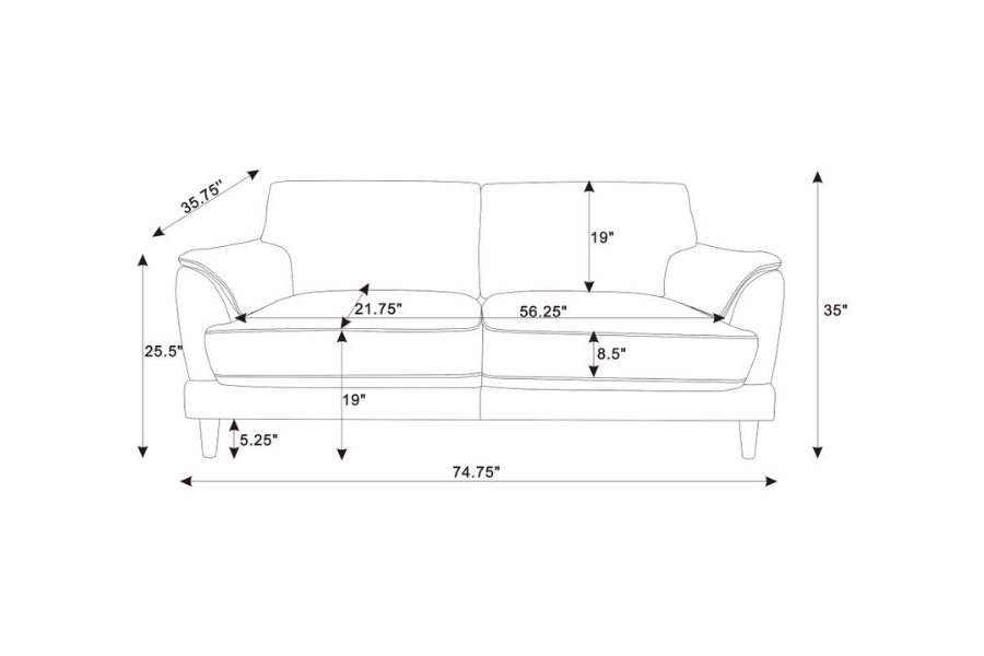 Selma 2-piece Velvet Upholstered Crescent Arm Sofa Set Rust 552101-S2