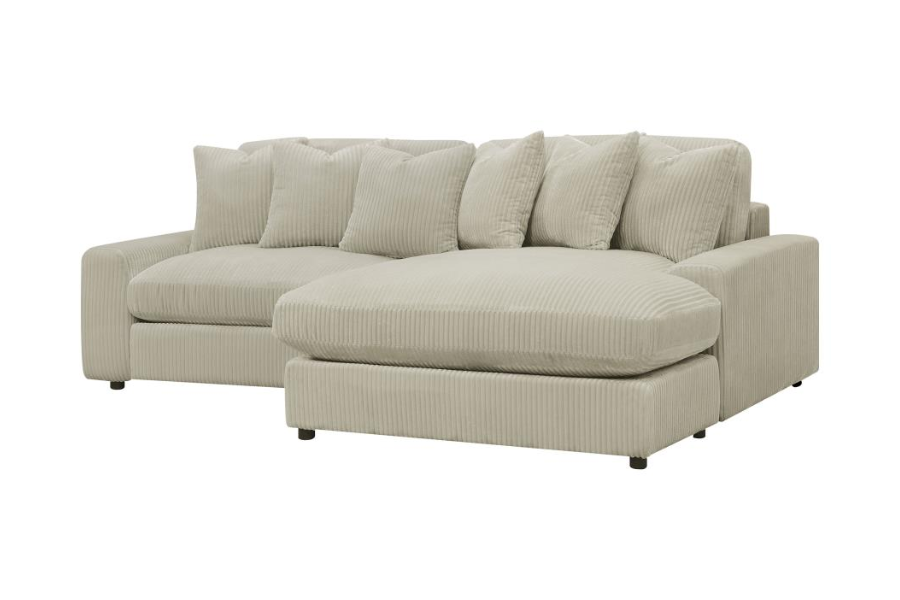 Sofá chaise longue reversible tapizado Blaine en color arena 509899