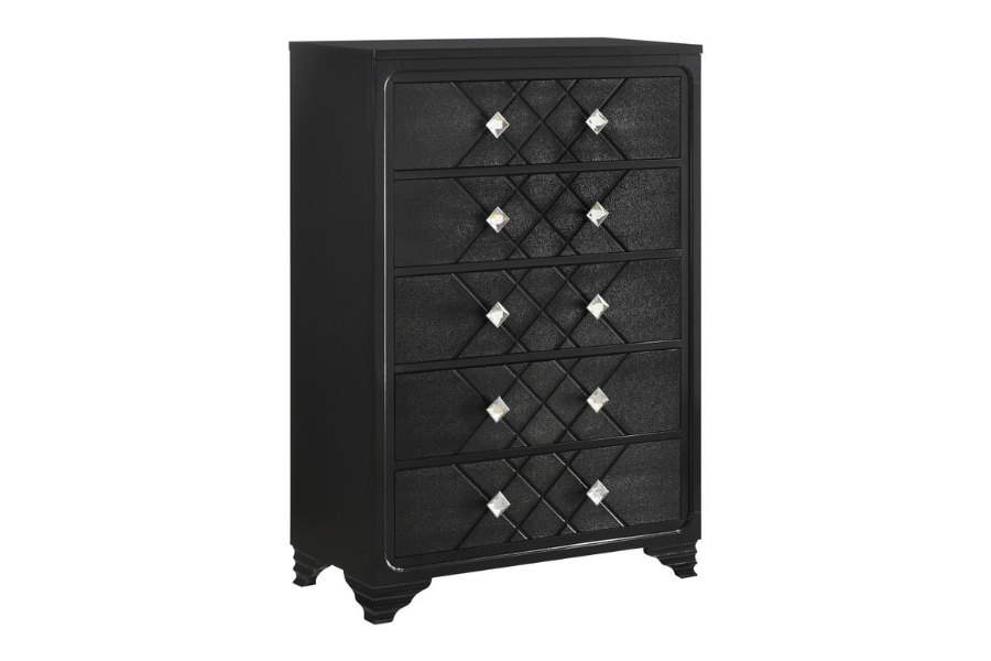 Juego de dormitorio Penélope de 5 piezas con cama tamaño king en color Midnight Star 223571KE-S5