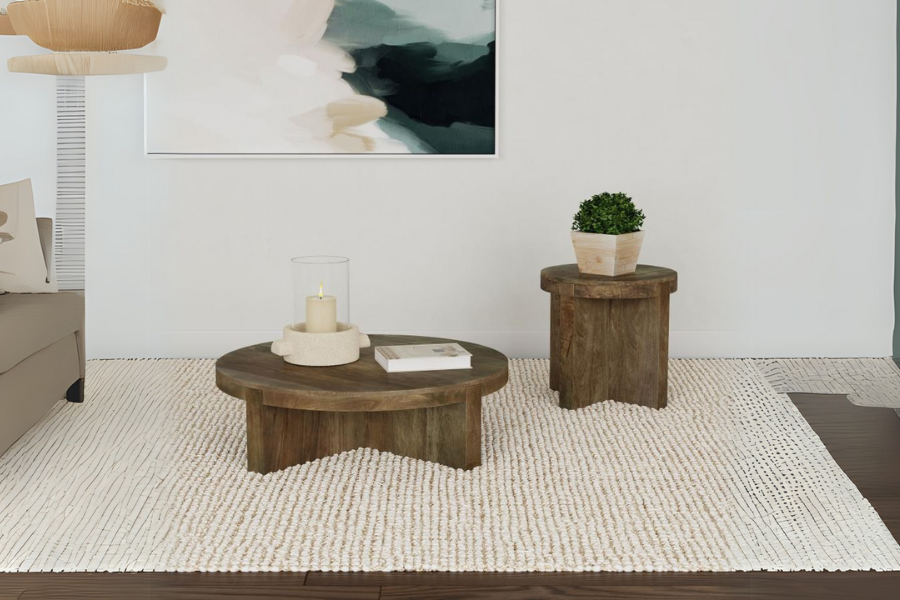 Kinkaid Round Solid Mango Wood Coffee Table Brown 710138 Comming Soon