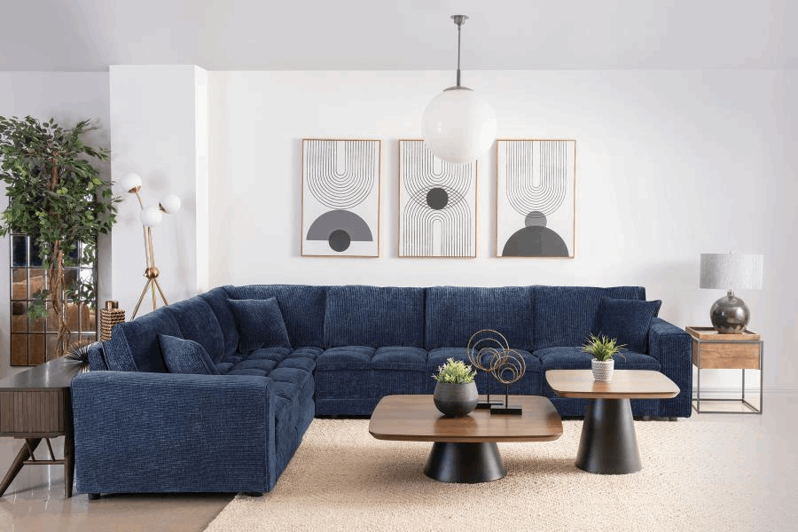 Atlantic Corduroy Upholstered Armless Chair Blue 551821