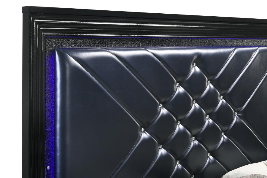 Juego de dormitorio Penélope de 5 piezas con cama tamaño king en color Midnight Star 223571KE-S5