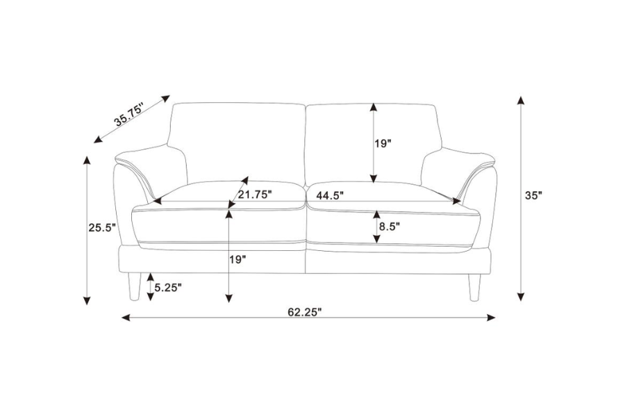 Selma 2-piece Velvet Upholstered Crescent Arm Sofa Set Rust 552101-S2