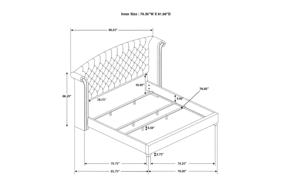 Juego de dormitorio Melody de 4 piezas Eastern King en azul Pacífico 223371KE-S4