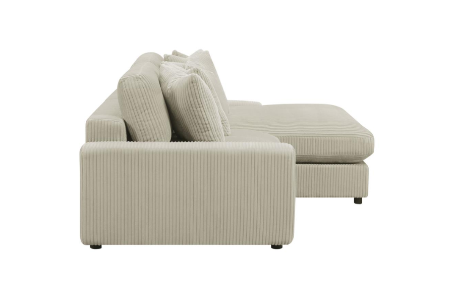 Sofá chaise longue reversible tapizado Blaine en color arena 509899