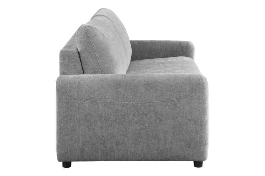Próximamente sofá cama tapizado Rylie con colchón tamaño queen gris 360029