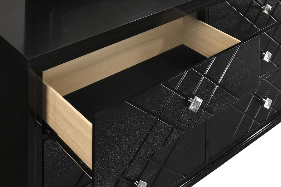 Juego de dormitorio Penélope de 5 piezas con cama tamaño king en color Midnight Star 223571KE-S5