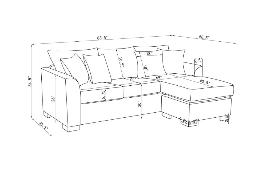 Sofá cama seccional con chaise longue tapizado Storey gris oscuro 504777