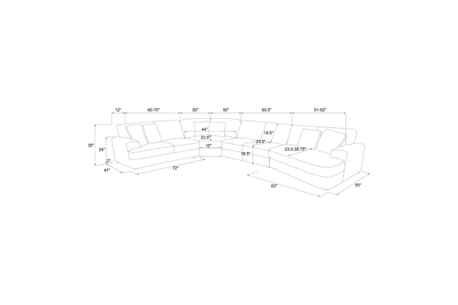 Emberson 4-piece Upholstered Modular Sectional Sofa Ivory 508851-SEC
