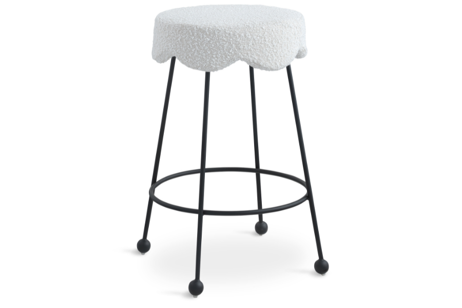 Fleur Boucle Fabric Counter Stool SKU: 513Green-C