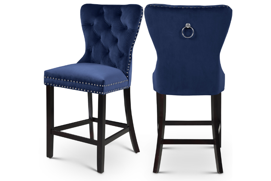 Nikki Velvet Counter Stool SKU: 741Navy-C