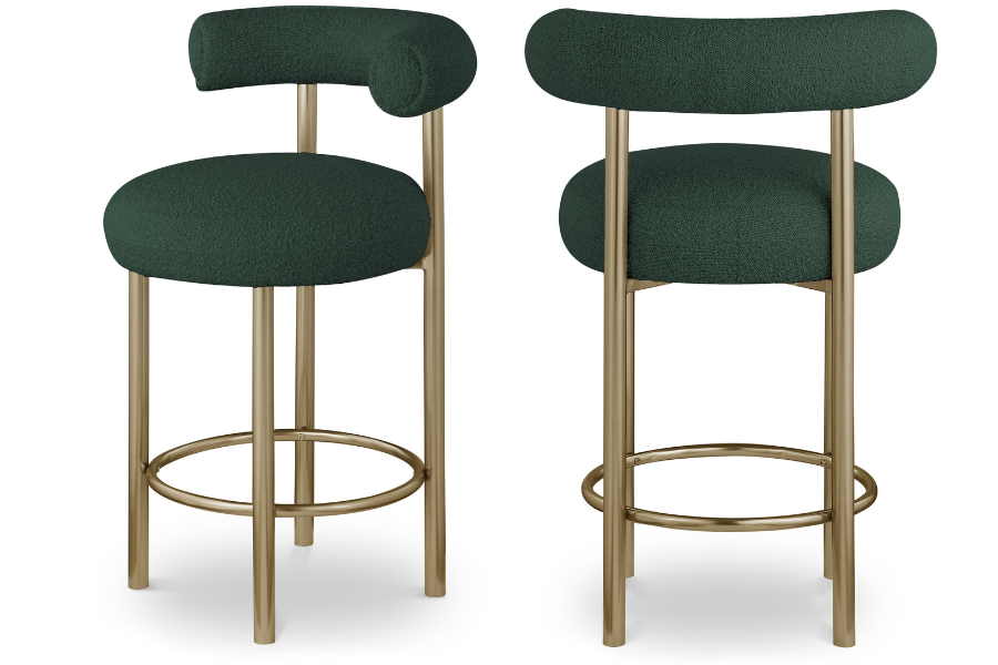 Bordeaux Boucle Fabric Stool SKU: 547Green-C