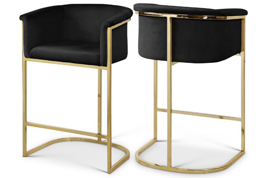 Donatella Velvet Counter Stool SKU: 700Black-C