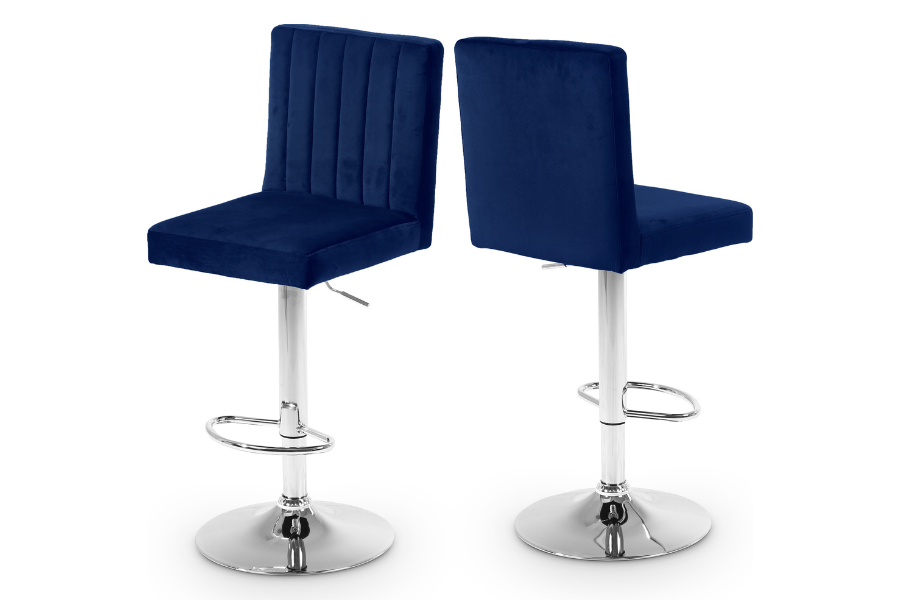 Joel Velvet Adjustable Bar | Counter Stool SKU: 710Navy
