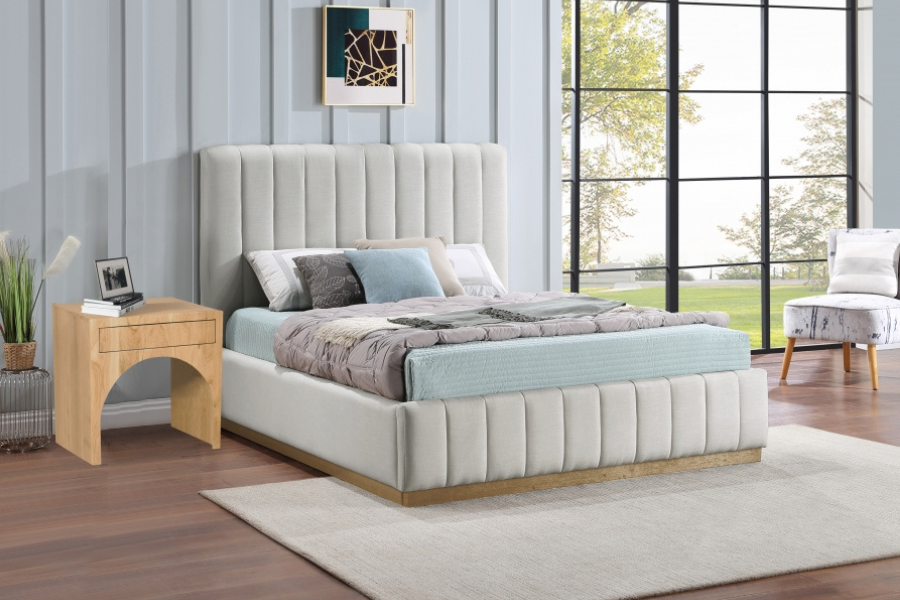 Lucia Linen Textured Fabric Bed SKU: LuciaCream-T – Venini Furniture