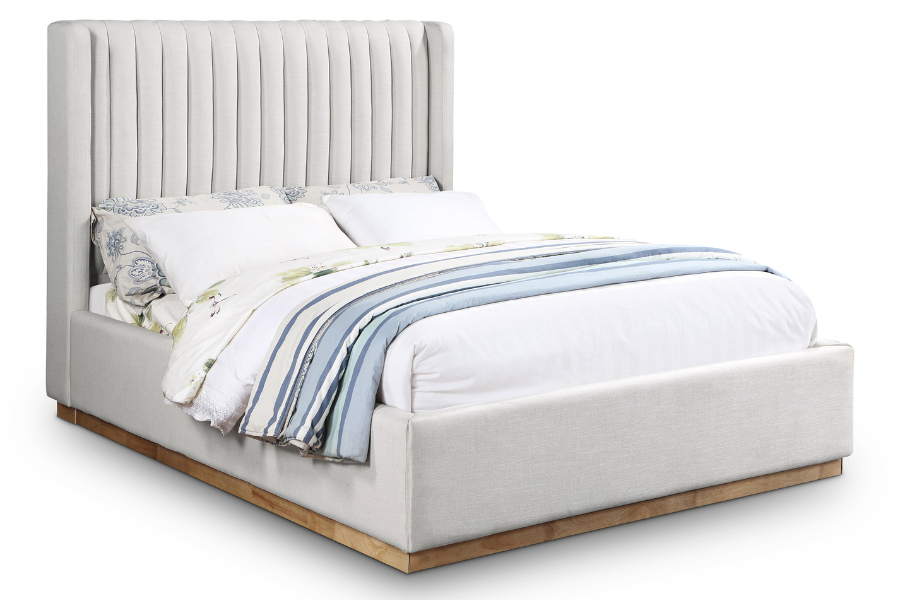 Logan Linen Textured Fabric Bed SKU: LoganCream-T