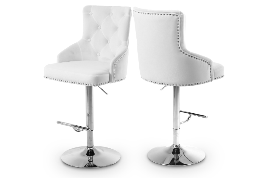 Claude Velvet Adjustable Bar | Counter Stool SKU: 709White