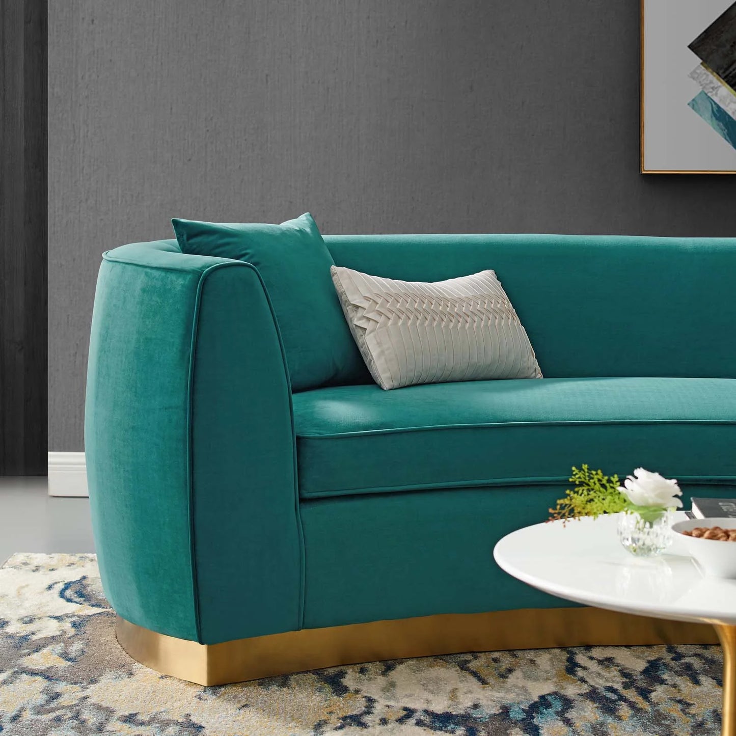 Resolute Curved Performance Velvet Sofa FREE SHIPPING.