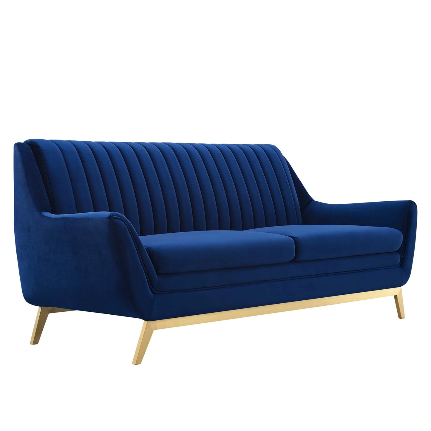 Winsome Channel Tufted Performance Velvet Sofa in Navy FREE SHIPPING.