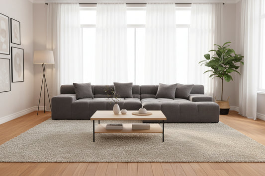 Midtown Sectional Right or Left in Graphite Dark Grey or Cream - Venini Furniture