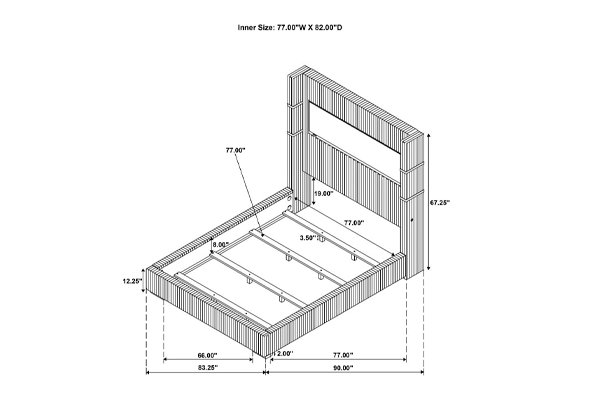 Tisdall Upholstered Eastern King Flame Visualizer Bed Grey 306030KE