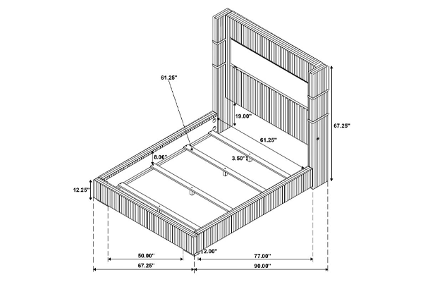 Tisdall Upholstered Queen Flame Visualizer Bed Grey 306030Q