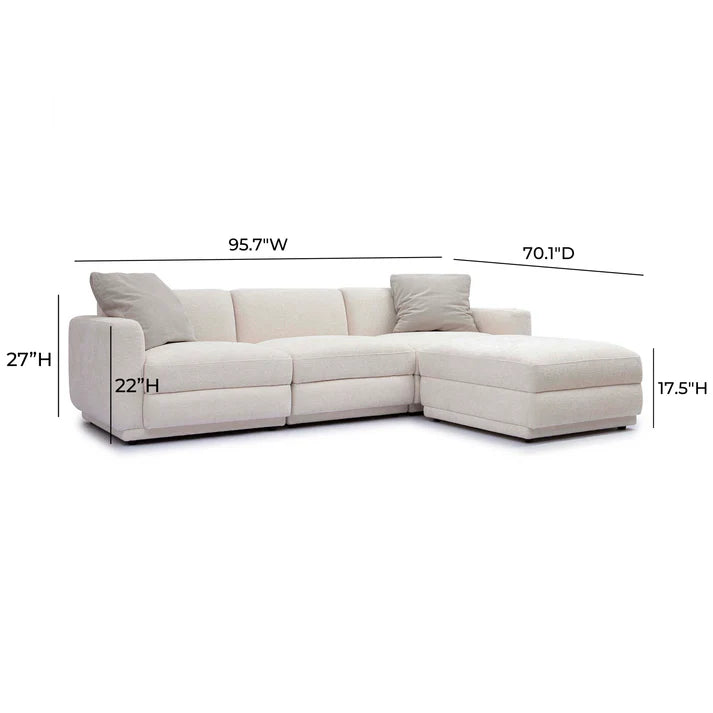 Perry 4-Piece Cream Chenille Modular Sectional