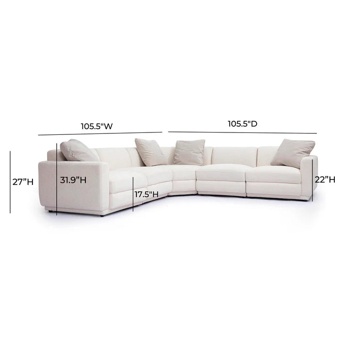 Perry 5-Piece Cream Chenille Modular L-Sectional