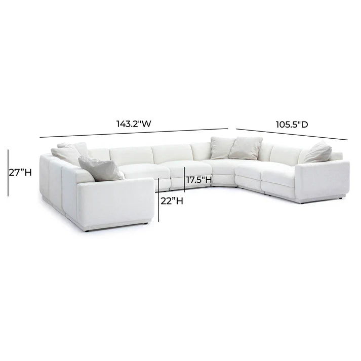 Perry 8-Piece Cream Chenille Modular Large U-Sectional