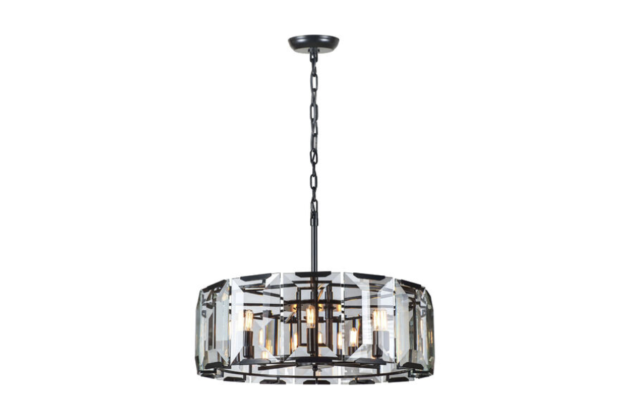 Monaco 8 Light 30 inch Flat Black Pendant Ceiling Light, Urban Classic