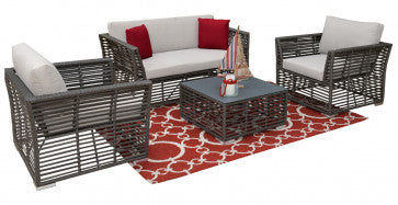 Graphite 4 PC Seating Set w/off-white cushions