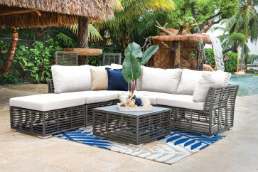 Graphite 6 PC Sectional Set w/off-white cushions
