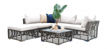 Graphite 6 PC Sectional Set w/off-white cushions