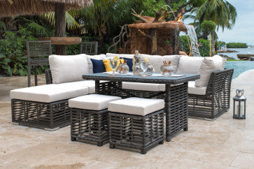Graphite 7 PC Sectional Set w/off-white cushions