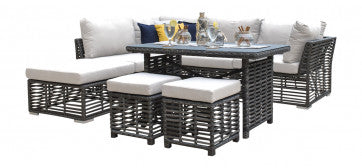 Graphite 7 PC Sectional Set w/off-white cushions