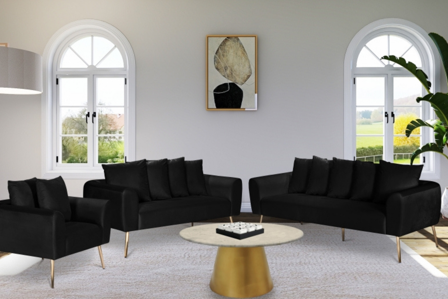 Quinn Velvet Loveseat SKU: 639Black-L