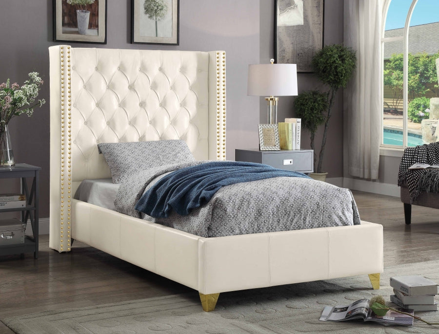 Soho White Bonded Leather Bed SKU: Soho