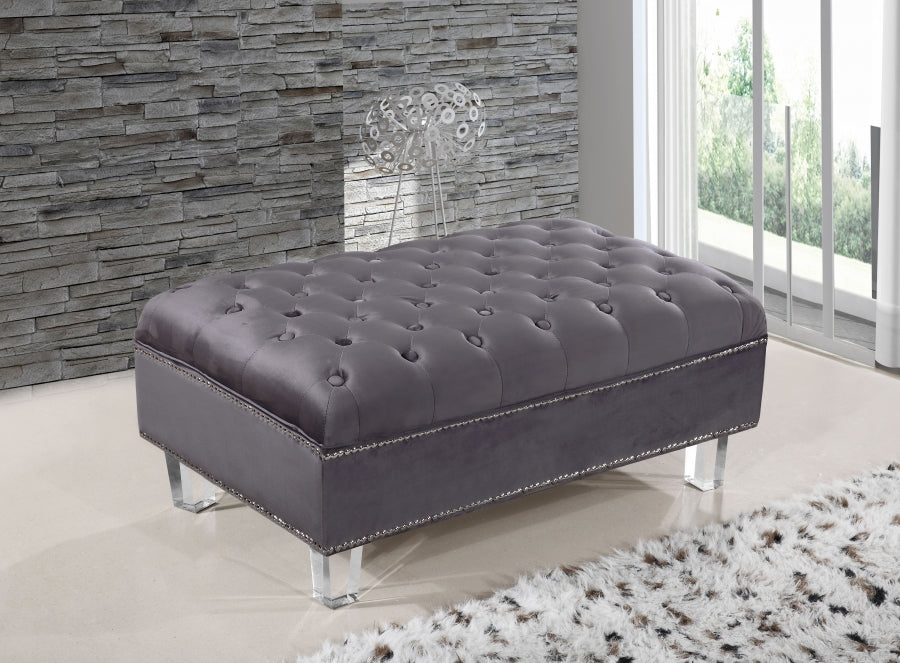 Lucas Velvet Ottoman SKU: 609-Ott