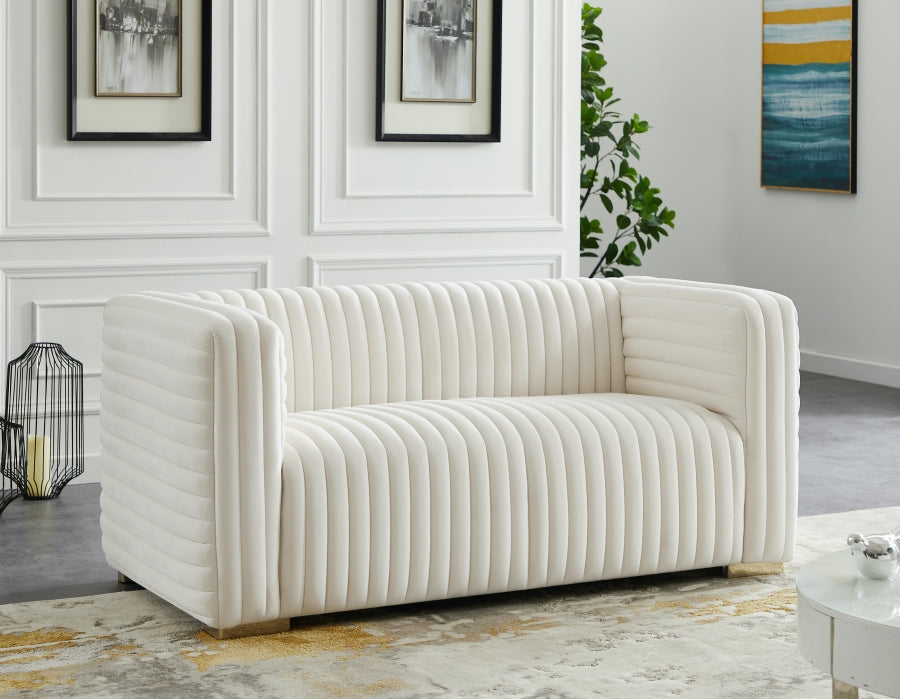 Ravish Velvet Loveseat SKU: 640Cream-L